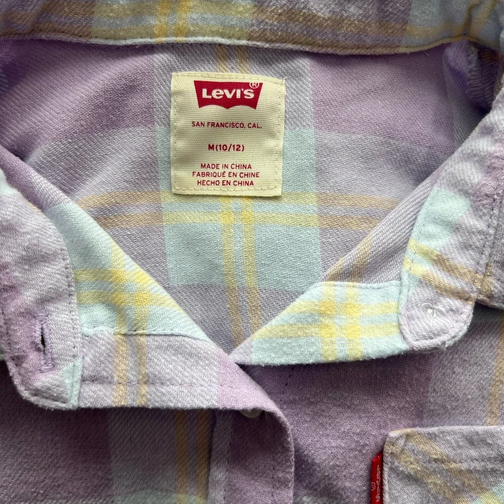 Levi's Kids Plaid Shirt in Purple and Yellow